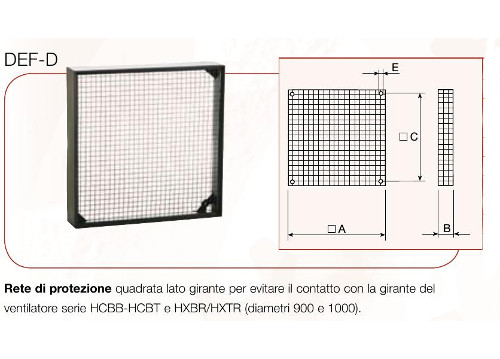 GRIGLIA D. 500 DEF-525 di protezione in formato quadrato conglobante mis. 525x525 soler e palu